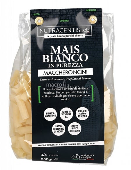 Paste Macaroane BIO cu faina de porumb alb organic fara gluten Nutracentis 250g
