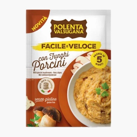 Polenta Valsugana cu ciuperci porcini, preparat pentru mamaliga instant fara gluten, Bonomelli 80g - Img 1