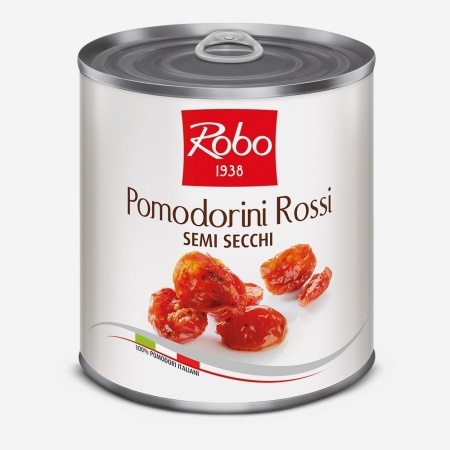 Rosii cherry rosii semi-uscate in ulei de floarea soarelui Pomodorini Rossi Robo 750g