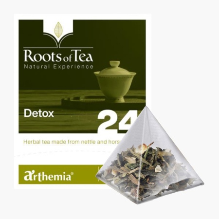 Ceai frunze Detox piramida – cu infuzie de urzica, cicoare si coacaze negre, Arthemia 15x2.2g/plic - Img 1