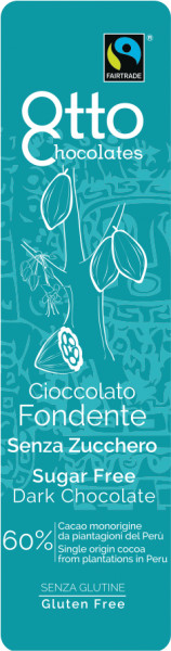 Snack de ciocolata BIO fondente, fara gluten, fara zahar, 60% cacao, OTTO 20g