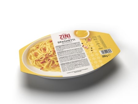 Spaghetti alla Carbonara, paste gata preparate, produs congelat, Pasta Zini 300g