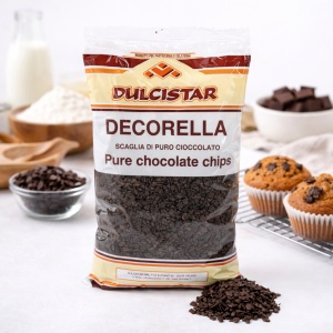 Fulgi din ciocolată pură Pure Chocolate Chips Decorella Dulcistar 1 kg - Img 3