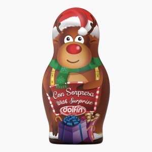 Figurina din ciocolata cu lapte Craciun, cu surpriza, Dolfin 80g
