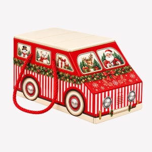 Cutie Cadou Craciun Furgoncino, Market Rosso, Scotton 37x20x20,5 cm