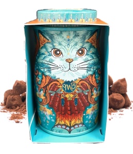 Cutie metalica cu trufe din ciocolata Monty Bojangles Blue Mini Persian Cat Tin 36g