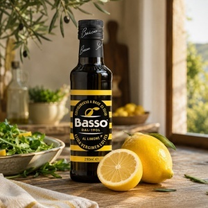 Ulei de masline extravirgin aromat cu lamaie, Basso 250ml sticla - Img 2