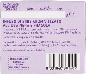 Ceai de struguri negri si capsuni, 100% natural, fara cofeina, Bonomelli - Img 5