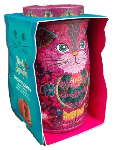 Cutie metalica cu trufe din ciocolata Monty Bojangles Persian Pink Mini Cat 36g - Img 3