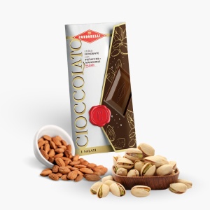 Tableta de ciocolata neagra cu fistic si migdale sarate, Condorelli 100gr - Img 2