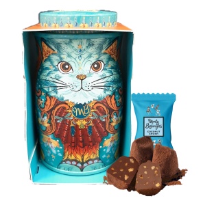 Cutie metalica cu trufe din ciocolata Monty Bojangles Blue Mini Persian Cat Tin 36g - Img 3