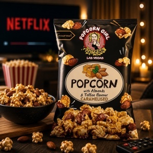 Popcorn cu caramel si migdale, Serano 90g - Img 2