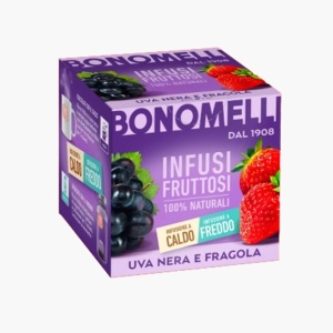 Ceai de struguri negri si capsuni, 100% natural, fara cofeina, Bonomelli - Img 1