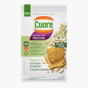 Cuore Crackers biscuiti crocanti din făină de fasole, proteine din mazăre și hrișcă 170g