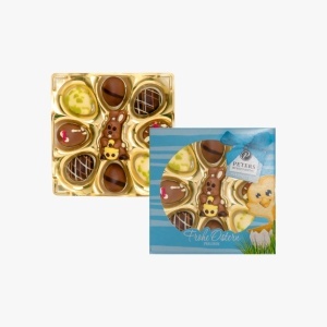 Oua de ciocolata cu figurina iepuras Mini Eggs Blue Peters 110g