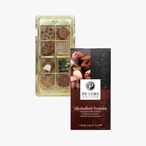 Praline Asortate Peters, 8 sortimente, ciocolată cu lapte și ciocolată neagră 100g
