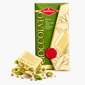 Tableta ciocolata alba cu fistic de Bronte D.O.P. Condorelli 100g