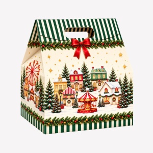 Cutie Cadou de Craciun Baulotto, Market Verde, Scotton 33x25x39 cm