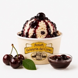 Inghetata Spagnola Amarena, de vanilie cu visine, Antica Gelateria del Corso vascheta 2X1250gr