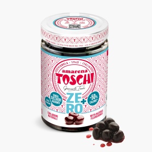 Cirese negre amarene in sirop, fara zahar, fara gluten, Toschi Zero 230g