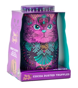 Cutie metalica cu trufe din ciocolata Monty Bojangles Violet Persian Cat Tin 135g - Img 4