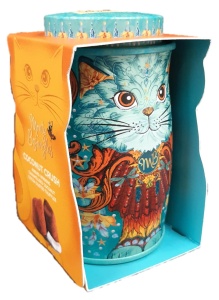 Cutie metalica cu trufe din ciocolata Monty Bojangles Blue Mini Persian Cat Tin 36g - Img 2