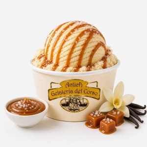 Inghetata de caramel cu sirop de caramel sarat si fulgi de zahar, Antica Gelateria del Corso, vascheta 2715gr