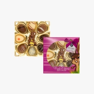 Oua de ciocolata cu figurina iepuras Mini Eggs Pink Peters 110g