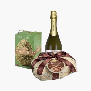 Pachet Promo Ou de ciocolata Magnifico, Panettone Cavalliere si Spumant alb Gran Passione Prosecco Extra Dry 750ml