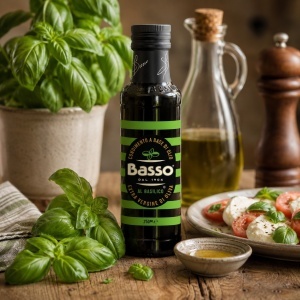 Ulei de Masline extravirgin cu busuioc 250ml, Basso - Img 2