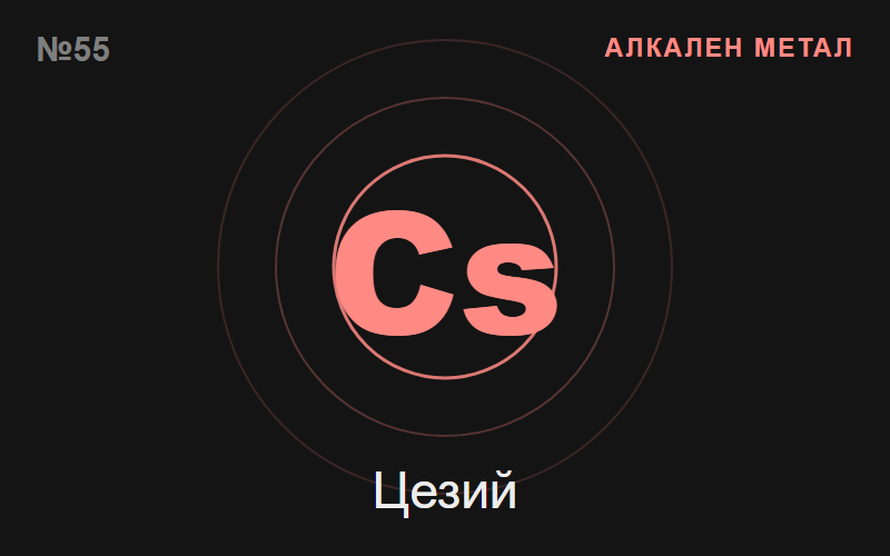 Цезий (Cs) — химичен елемент №55