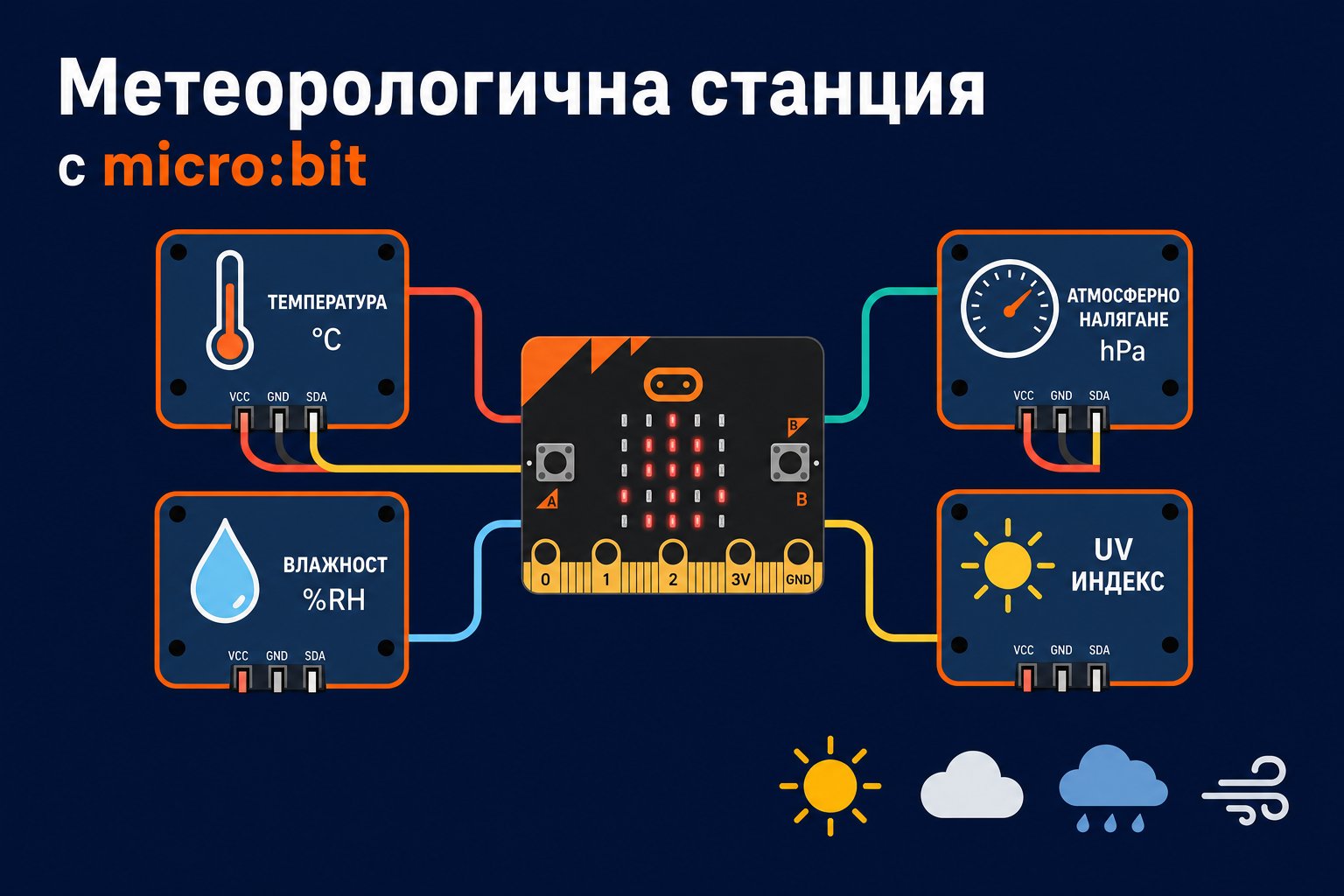 Метеорологична станция с micro:bit — стъпка по стъпка