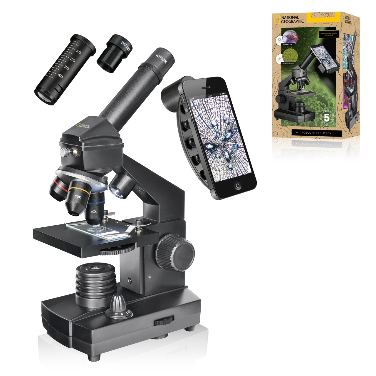 Микроскоп National Geographic 40x-1280x смартфон държач