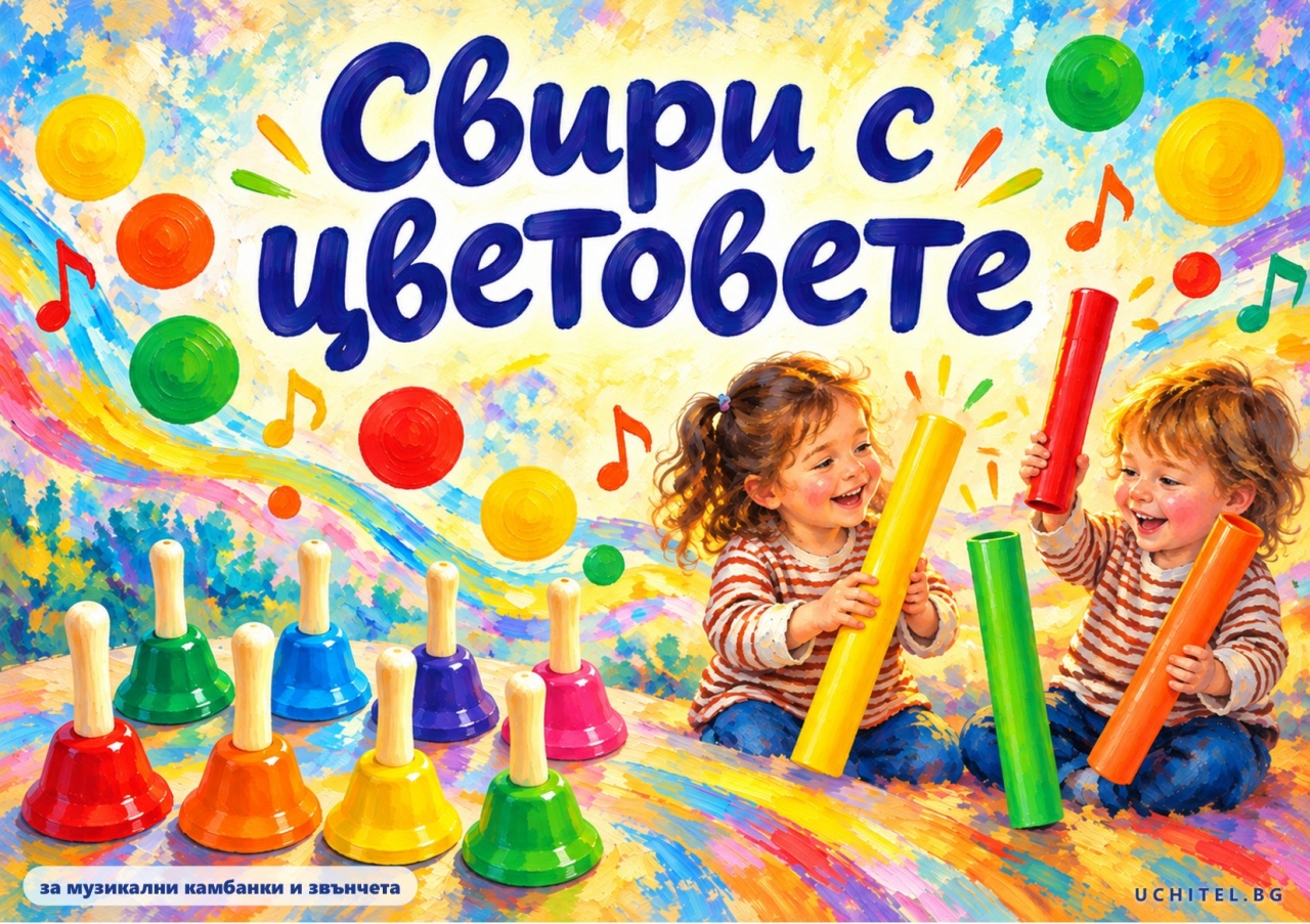 Свири с цветовете - книжка с 12 песнички за камбанки