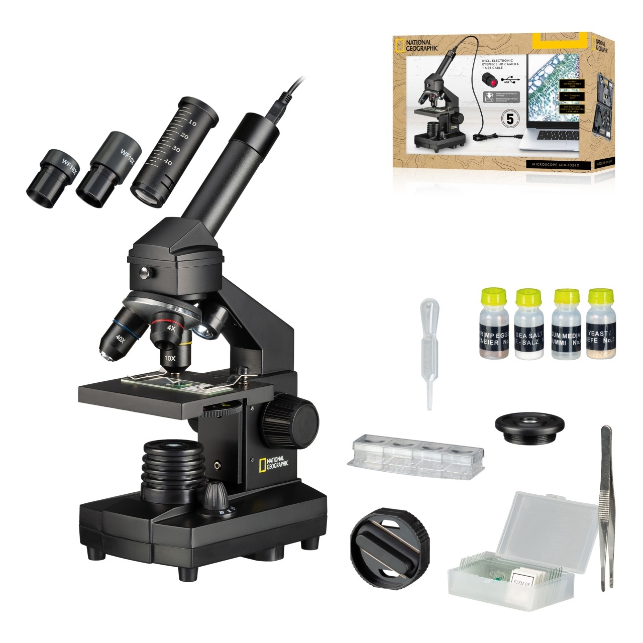 Микроскоп National Geographic 40x-1024x с USB и куфар