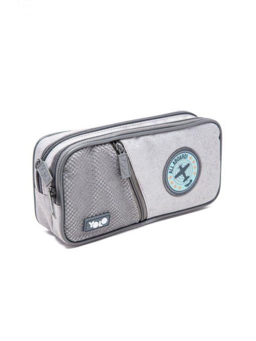 Ученически Несесер С Два Ципа Yolo Grey Badges