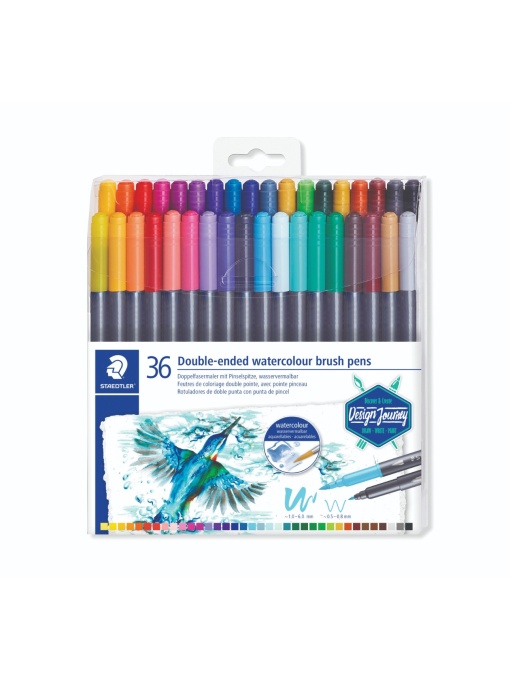 Акварелни флумастри Staedtler Design Journey , двувърхи, 36 цвята