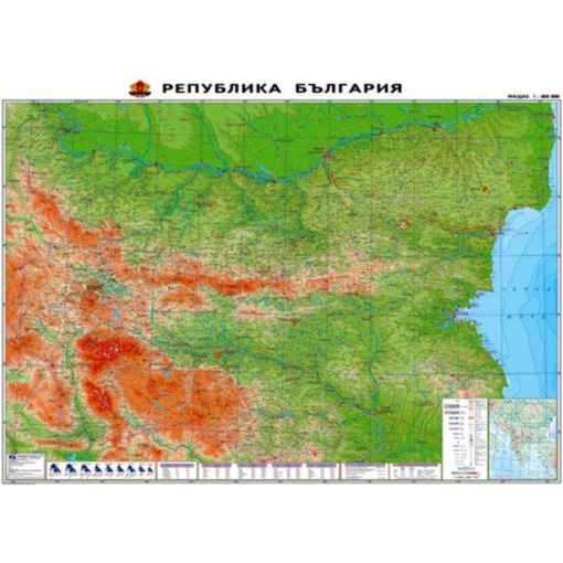 България - физическа карта 180/130