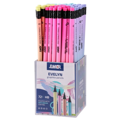 Графитен Молив С Черна Дървесина И Гума Нв, Junior Pastel Evelyn