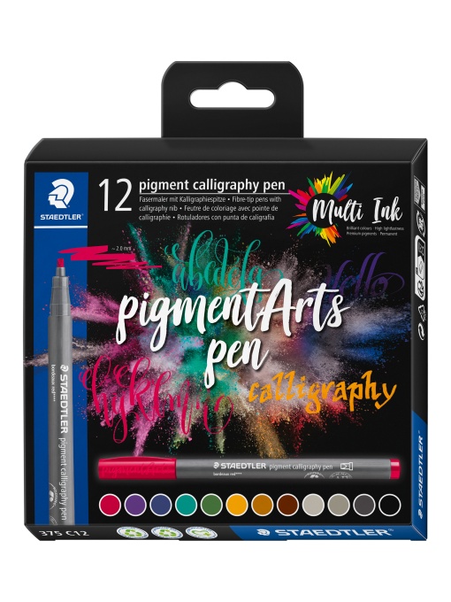 Калигр. флумастри Staedtler Pigment 375, 12цв