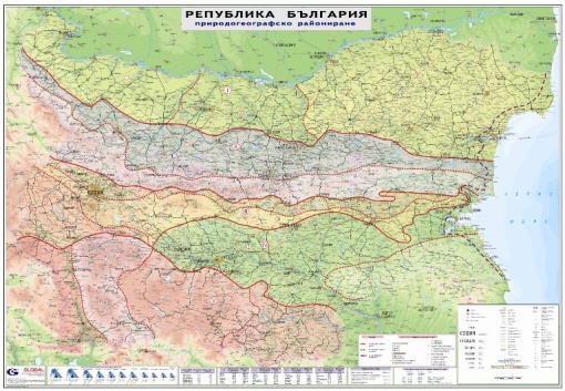 България - природогеографско райониране 140 х 100 см