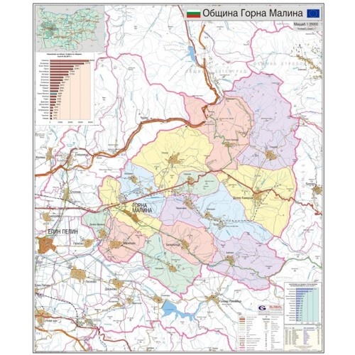 Карта на община Горна Малина