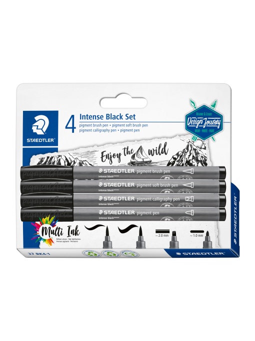Комплект маркери Staedtler Pigment Arts, блистер 4, черни