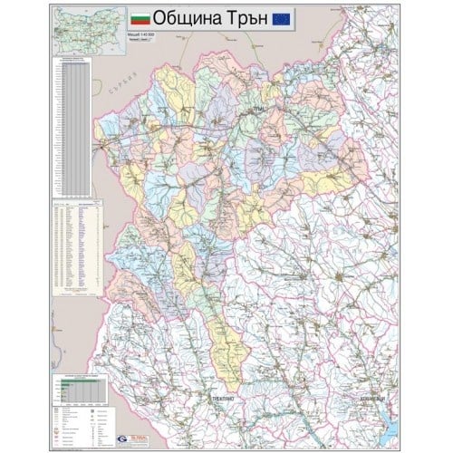 Карта на община Трън
