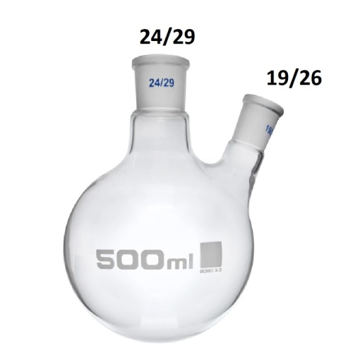 Колба наклонена форма 500мл с 2 гърла 24/29 19/26