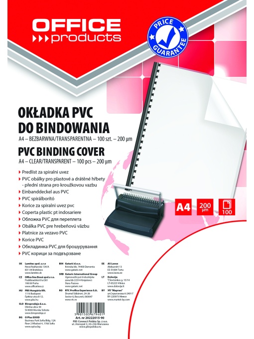 Корица за подвързване, PVC, А4 200микрона опаковка 100, прозрачна