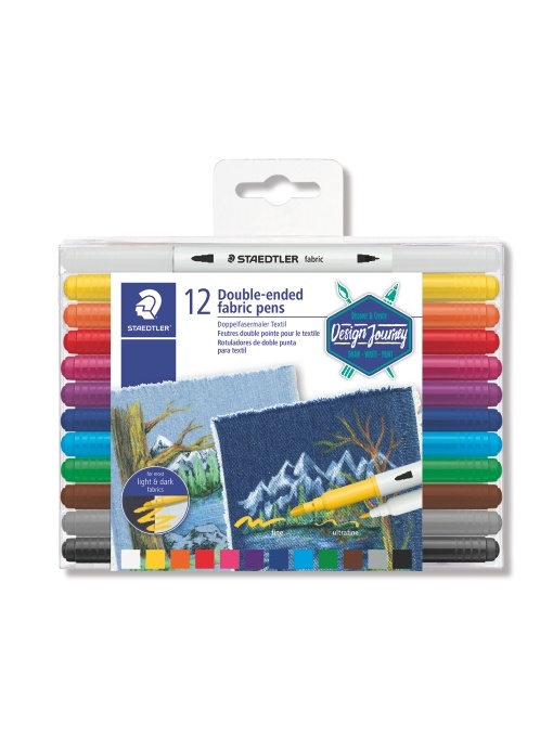 Маркери за текстил Staedtler Design Journey , двувърхи, 12 цвята