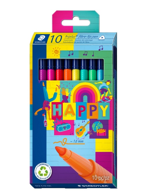Флумастери Staedtler Happy 323, триъгълни, 10 цвята