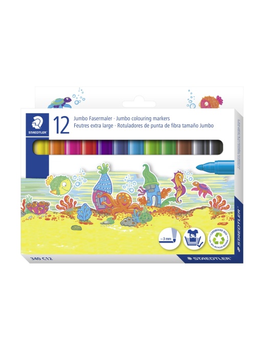 Флумастери Staedtler Noris Jumbo 340, 12 цвята