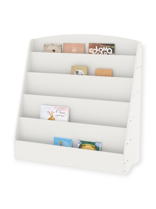 Детска етажерка за книжки – 5 рафта, MDF, бяла, 80x80 см